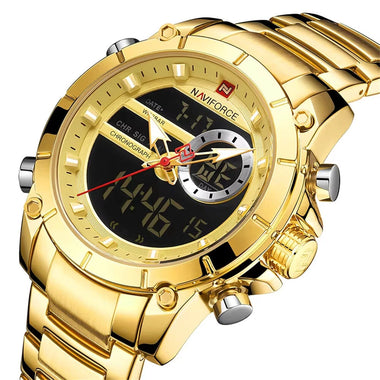 NAVIFORCE Luxury Men's Quartz Watch Dual Display Waterproof Sports Wristwatch Luminous Design Stylish