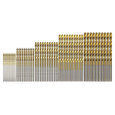50PCS Titanium Plated Twist Drill Set 1-3mm Shank High Wear Resistance Small Drill Bits for Electric Drills and DIY Woodworking