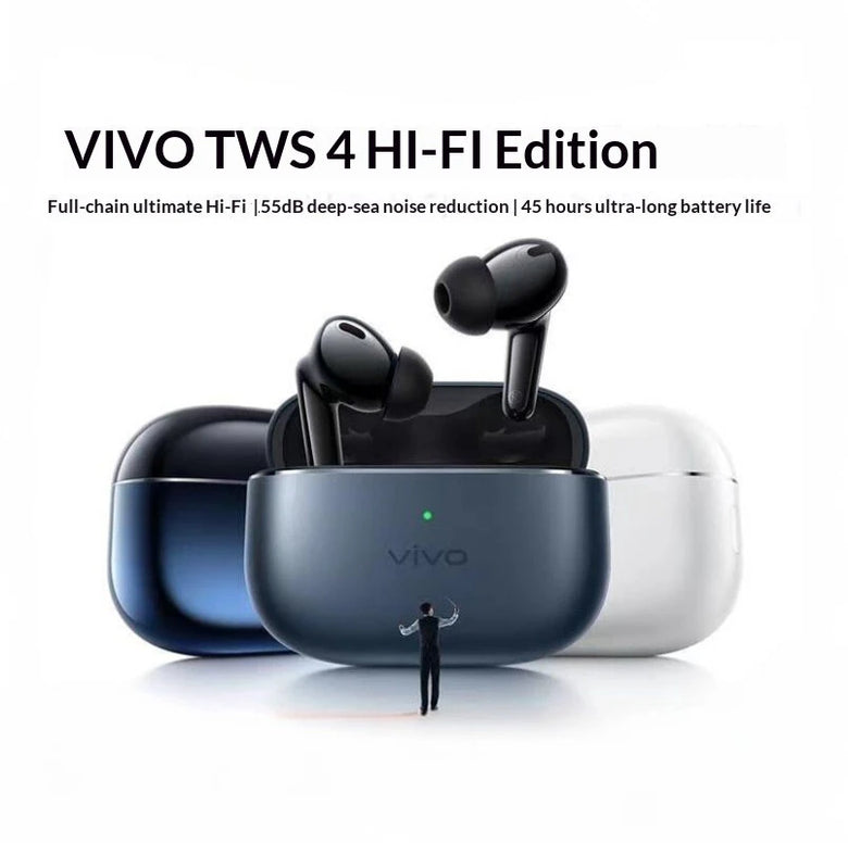 VIVO TWS4 HiFi Version TWS Earbuds bluetooth Earphone QCC S3 LDAC+aptxLossless Audio 3D Panoramic Sound ANC 55dB Depth Noise Cancelling 3-Mic AI Call Noise Reduction  45H Playback 44ms Low Delay In-ear Sports Headphones