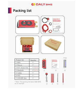 Daly BMS Smart Board Ternary Lithium Battery Protection Board with Balance+bluetooth+RS485+CAN M-type 3~20 Series with Parallel Module Li-ion 4.2V