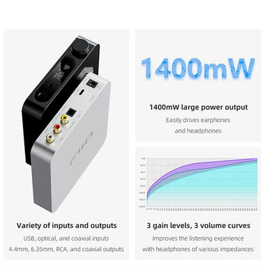 FiiO K11 HiFi Balanced Decoder Headphone Amplifier USB DAC AMP Hi-Res Audio 1400mW Power 384kHz/32Bit DSD256 4.4MM 6.5MM RCA Coaxial Outputs
