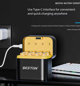 Beston M7037 8-Slot 1.5V Smart AA/AAA Lithium Battery Charger Case Fast Charging Battery Charger Smart Charging Compartment