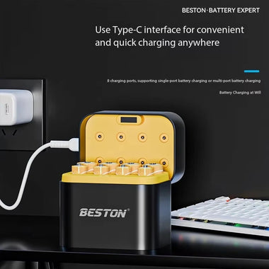 Beston M7037 8-Slot 1.5V Smart AA/AAA Lithium Battery Charger Case Fast Charging Battery Charger Smart Charging Compartment