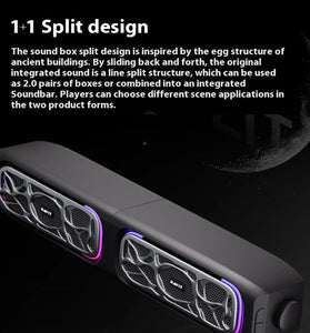 Havit M21 Wired Speaker Desktop Computer Soundbar Dual 66mm Speakers 360 Surround Stereo Deep Bass RGB Light Spliceable Detachable Gaming Subwoofer Music Box