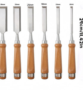 High Carbon Steel Woodworking Chisel Set 8pcs Ergonomic Wooden Handle Sharp Blade Widths 10-38mm Professional Wood Carving Tools