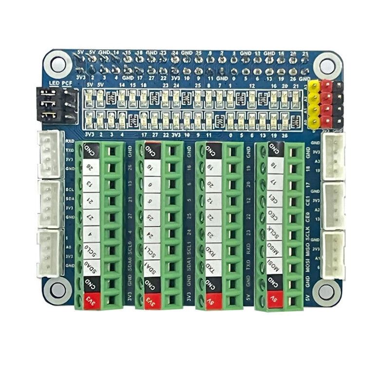 Raspberry Pi 5 GPIO Status LED Terminal Block BreakoutBoard HAT ADC/DCA Sensor for Raspberry Pi 5 4B 3B+ Test Expansion Board