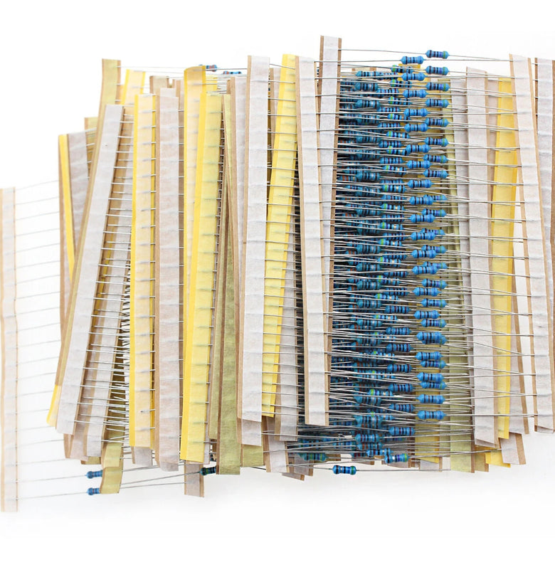 1000Pcs Metal Film Resistors Assorted Kit 0.25W 1/4W 50 Kinds Resistance Values 0.1 to 10M 1% High Precision Electronics Components
