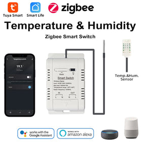 Tuya Zigbe Temperature Humidity Smart Switch 16A 3000W APP Remote Control Voice Control Timer & Schedule for Smart Life & Tuya Smart APP