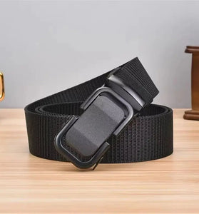 120cm Automatic Buckle Men Belt Lightweight Wear-Resistant Adjustable Nylon Webbing Strap for Outdoor Work Belt