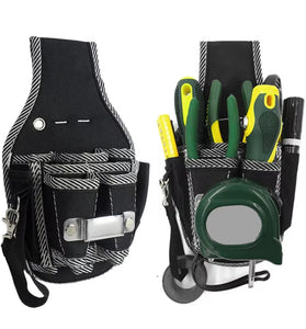 9 Pocket Electrician Tool Bag 600D Nylon Fabric Waist-Hanging Reinforced Edges Versatile Utility Pouch for Professionals