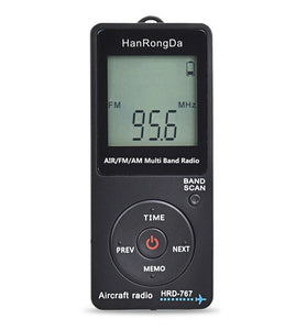 HRD HRD-767 Aviation Band Radio Stereo 400mAh Lithium Battery Digital Display AM/FM/AIR Bands Portable