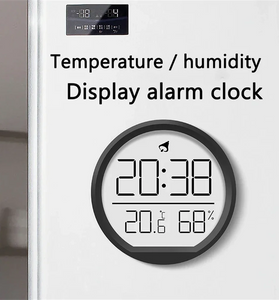 Thin Magnetic Digital LED Wall Clock with Large LCD Display Date Temperature Humidity USB Powered Compact Design for Home Office Wall or Desk Decoration