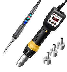 Yarboly Small Heat Gun with Adjustable Temperature Intelligent Shut-off Microcomputer Digital Display Large Airflow Ideal for IC Chip Removal Welding and Mobile Phone Maintenance