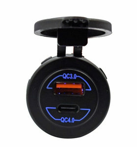 12-24V QC3.0 QC4.0 Dual USB Car Charger Socket Type C Quick Charge Waterproof for RV Yachts Motorcycles