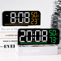 LED Digital Wall Clock Remote Control Electronic Mute Clock with Temperature Humidity Display Timing Function 12/24H LED Clock Watch Desk Clock