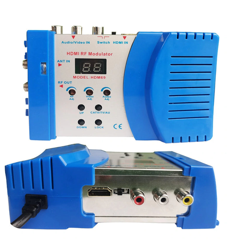 HDMI/AV to RF HD Modulator HDM69L Adjustable Output Wide VHF/UHF Frequency Range PAL Format Support Plug-and-Play Installation