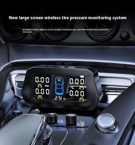 Solar Powered Tire Pressure Monitoring System Car TPMS With 4 External Sensors 6 Alarm Functions Real-Time Display Of Pressure And Temperature