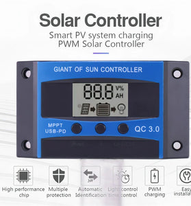 MPPT Solar Charge Controller 10A-100A with LCD Display for Lead-Acid and Lithium Batteries High Efficiency Maximizes Energy Harvest