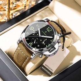 POEDAGAR Multifunctional Luminous Men's Quartz Watch Luxury Business Casual Male Wristwatch Calendar Waterproof