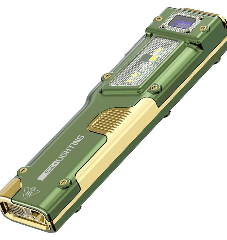 BIKIGHT 10W Compact Thin Mini Portable LED Flashlight Digital Display EDC Tactical Rechargeable Work Light, Three-Source Outdoor Camping and Emergency Use High-Intensity LED Torch