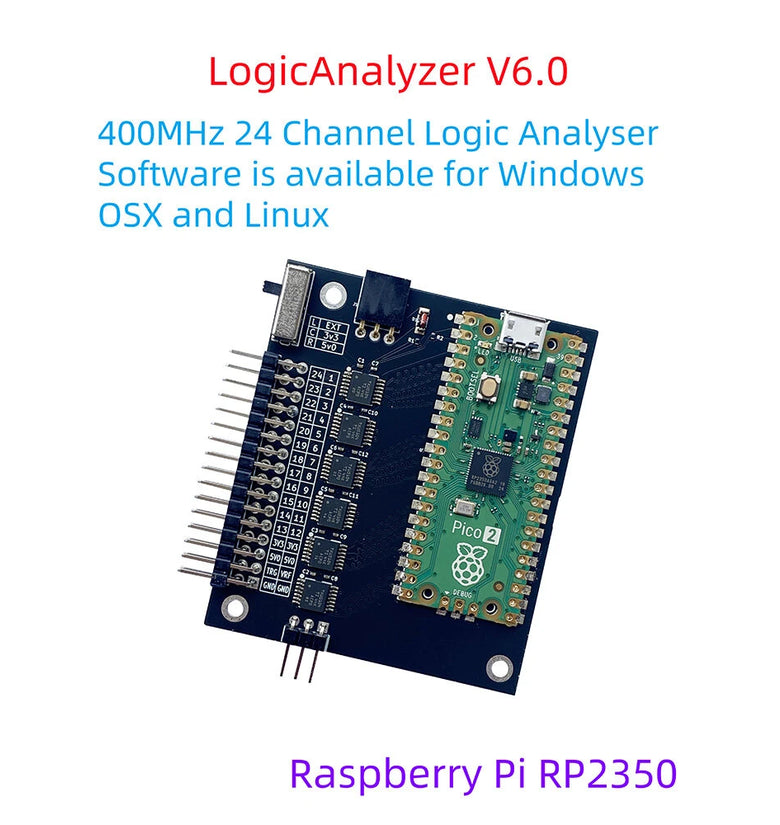 Logics Analyzer V6.0 400MHz 24 Channel High Speed Logics Analyzer USB for Windows for MacOS Linux Expandable 120 Channels Signal Debugging Tool