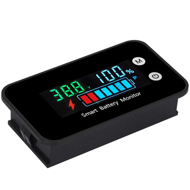 LiFePO4 Lithium Battery Monitor  IPX7 Waterproof with Bracket Color Display 7-100V for Car Motorcycle Golf Cart Meter Digital Battery Capacity Remaining Capacity Percentage Tester with Buzzer Alarm Temperature