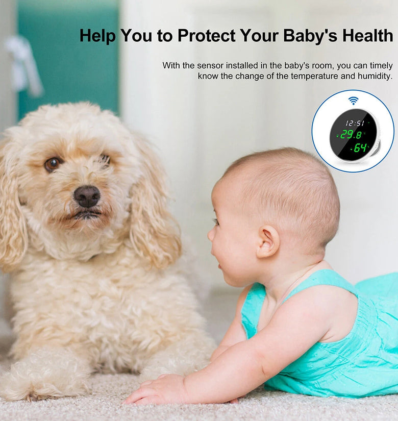 Tuya WiFi Temperature Humidity Sensor Smart Home Automation Voice Control Real Time Sensor USB Powered Supply with Amazon Alexa Google Home Asistant