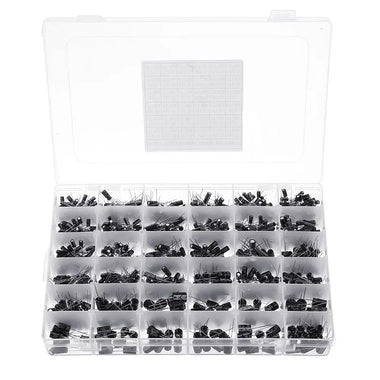 Aemedy 1000pcs 36 Values 0.1uF 50V-1000uF 16V Capacitors 4.7UF 10UF 22UF 33UF 47UF Electrolytic Capacitor Assortment Box Kit