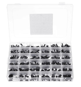 Aemedy 1000pcs 36 Values 0.1uF 50V-1000uF 16V Capacitors 4.7UF 10UF 22UF 33UF 47UF Electrolytic Capacitor Assortment Box Kit