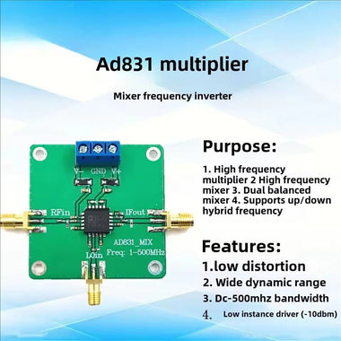 AD831 RF Mixer Module DC-500MHz Frequency High Performance 5V Power Supply Integrated Low Instance Driver Board