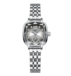 CRRJU Stainless Steel Women Watch Square Luxury Rhinestone Quartz Watch Business Waterproof Fashion Wrist Watch