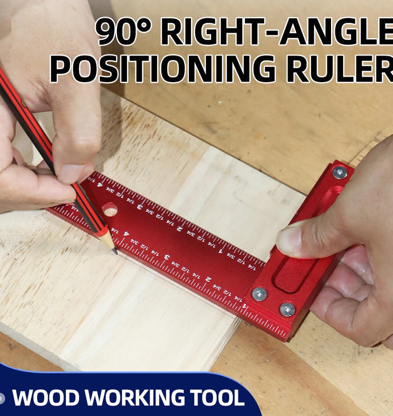 ENJOYWOOD 6-Inch Right Angle Square Aluminum Alloy 90 Degree Woodworking Line Marking Ruler Metric/Imperial Laser Scribing Measuring Layout Tool