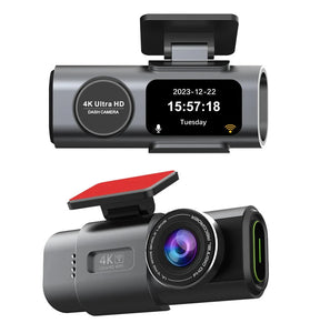 4K Dual Lens Car Dash Cam with High Definition Wide Angle Loop Recording Night Vision Wifi 24 Hours Parking Monitoring