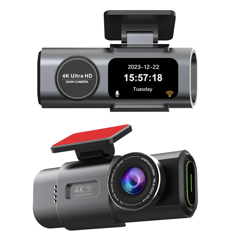 4K Dual Lens Car Dash Cam with High Definition Wide Angle Loop Recording Night Vision Wifi 24 Hours Parking Monitoring