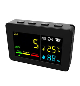 Portable Air Quality Meter 3in1 CO Temperature and Humidity Tester Color Screen Carbon Monoxide Detector with Voice Alarm and Electric Quantity Display Function