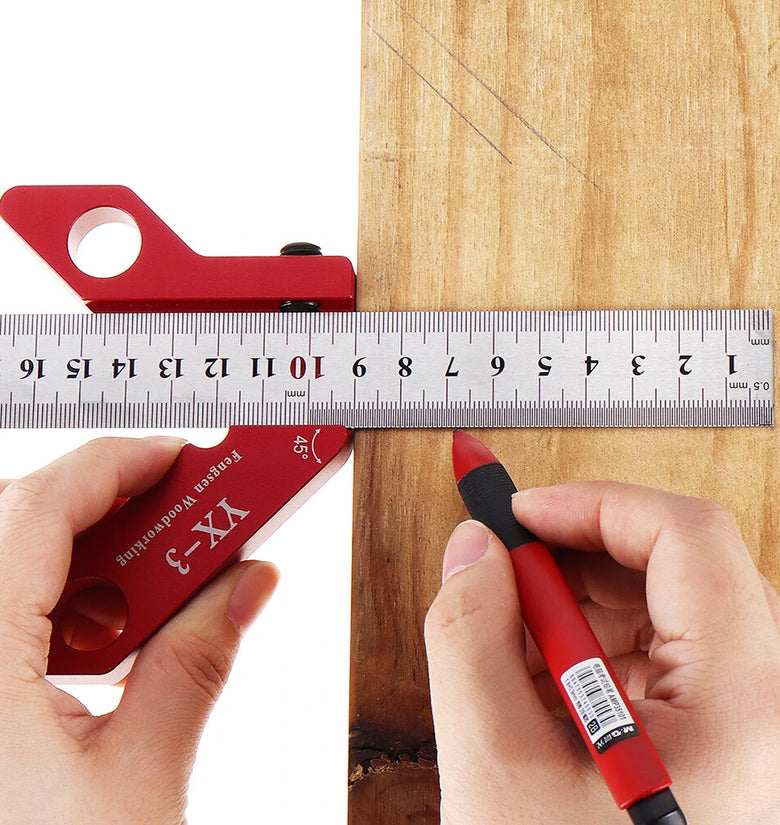 YX-3 300mm Woodworking Square Center Scriber Center Finder 45 90 Degrees Angle Line Scriber Marking Tools Metric Inch Ruler