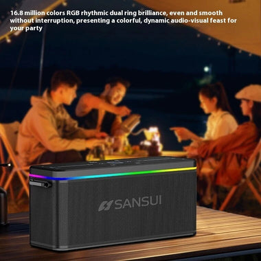 SANSUI G003 200W Speaker bluetooth Speakers with Microphone 98mm*2 58mm*2 Drivers DSP Chip RGB Lighting 18500mAh Battery TWS IPX6 Waterproof Hands-free Call Support TF Card USB AUX Outdoors Portable Speaker