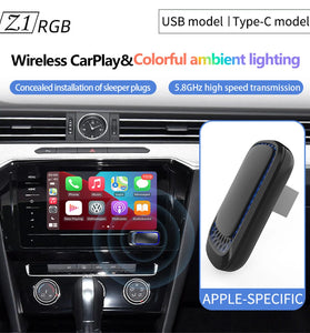 Wooboobox Z1RGB Wireless Carplay Android Auto Adapter Smart Box Plug And Play Bluetooth WiFi Fast Connect Universal For Wired Apple Carplay Cars