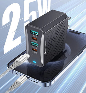 USLION BK303 100W 4-Port USB PD Charger 2USB-A+2USB-C PD QC3.0 Fast Charging Wall Charger Adapter EU Plug US Plug for iPhone 15 14 13 Pro for Huawei Nova Pro for Samsung Galaxy Z Flip6 for Xiaomi Civi 4Pro