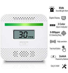 EcoSafe Compact Carbon Monoxide Sensor Lightweight Portable Safety Alert Device Digital Reading Travel Essential for Home Kitchen RV Car Hotel