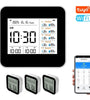 13 in 1 Tuya WIFI Intelligent Thermometer Hygrometer Indoor Accurate Temperature Humidity Gauge Monitor with Time/Calendar/Alarm Display Support Remote APP Control for Home Office