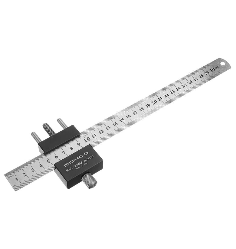 Mohoo Steel Ruler Positioning Block Angle Scriber Line Marking Gauge for Ruler Locator Carpentry Scriber Measuring Woodworking Tools