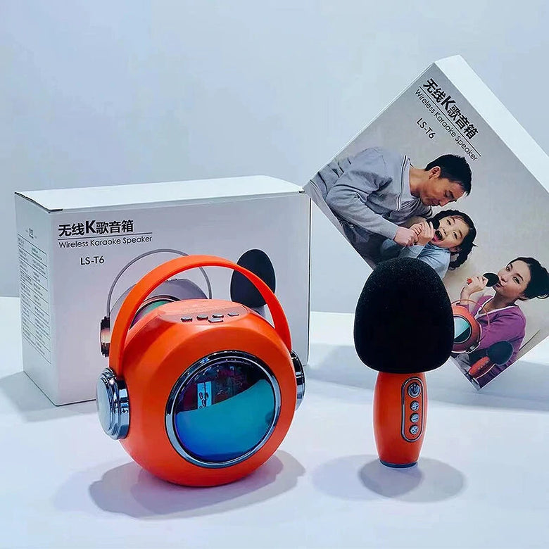 Wireless bluetooth Speaker with Microphone LED Light 2000mAh Portable Karaoke Machine Kit