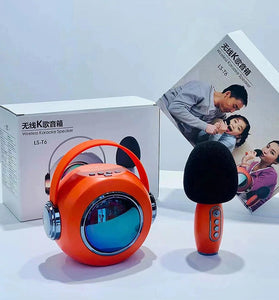 Wireless bluetooth Speaker with Microphone LED Light 2000mAh Portable Karaoke Machine Kit