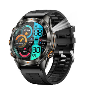 SENBONO KT80 1.46-inch HD Screen SOS Flashlight UV Light 3ATM Waterproof Heart Rate Blood Oxygen Monitor Sleep Monitoring Multi-sport Modes Smart Watch