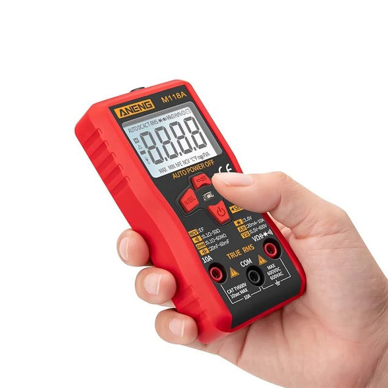 ANENG M118A Digital 6000 Counts Auto Range True Rms Mini Multimeter Transistor Meter with NCV Data Hold Flashlight
