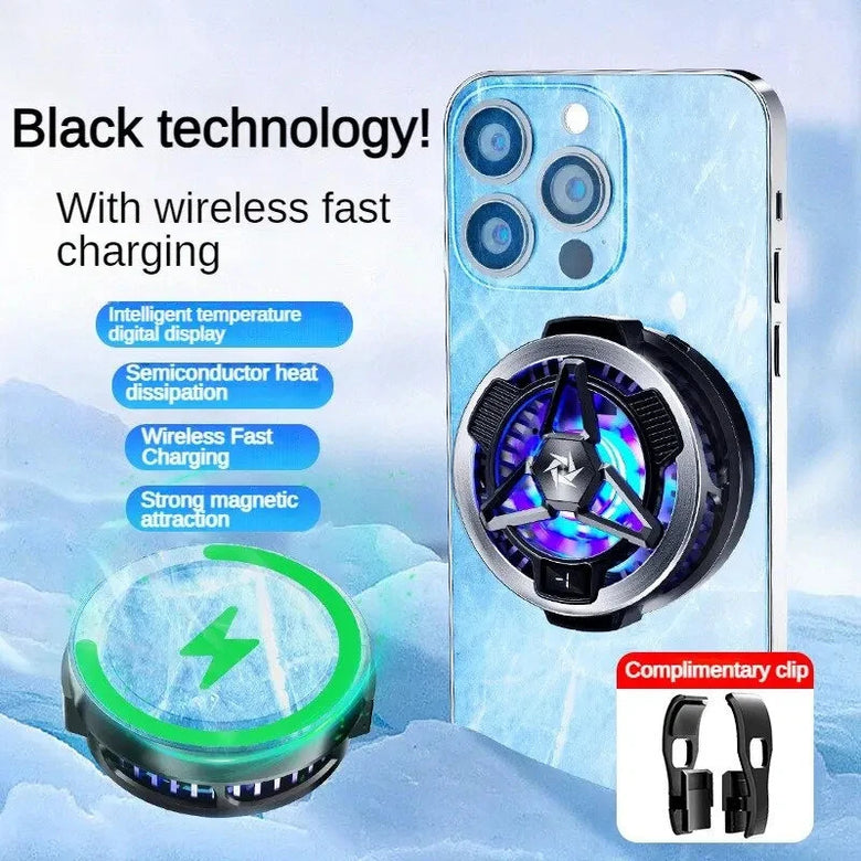 SL05 Back Magnetic Semiconductor Cooling Mobile Phone Radiator Wireless Fast Charge Cooler Digital Display for iOS Android Phone