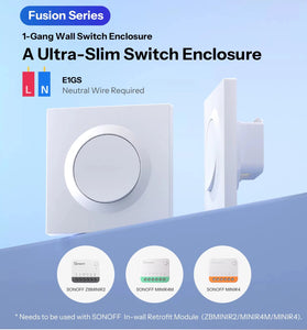 SONOFF E1GS 1-Gang Wall Switch Enclosure PC Material Ultra-Slim Design Installation Enclosure for Fusion Series MINIR4/MINIR4M/ZBMINIR2