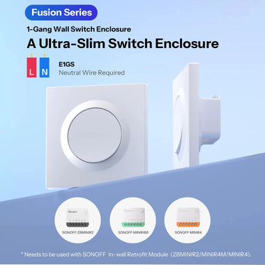 SONOFF E1GS 1-Gang Wall Switch Enclosure PC Material Ultra-Slim Design Installation Enclosure for Fusion Series MINIR4/MINIR4M/ZBMINIR2