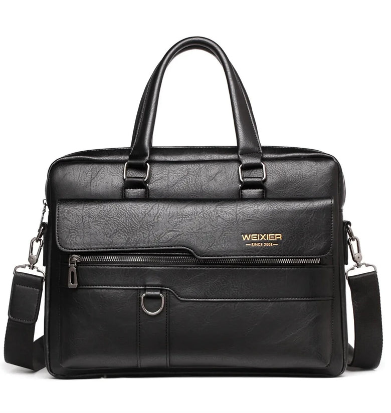 WEIXIER Men's Briefcase Retro Business Casual Laptop Bag Office High Quality PU Leather Handbag Shoulder Messenger Bags